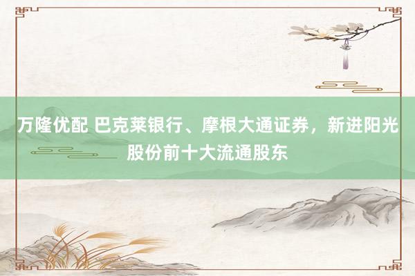 万隆优配 巴克莱银行、摩根大通证券，新进阳光股份前十大流通股东