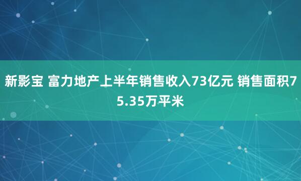 新影宝 富力地产上半年销售收入73亿元 销售面积75.35万平米