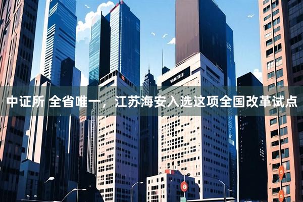 中证所 全省唯一，江苏海安入选这项全国改革试点