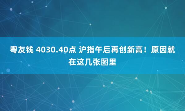 粤友钱 4030.40点 沪指午后再创新高!原因就在这几张图里