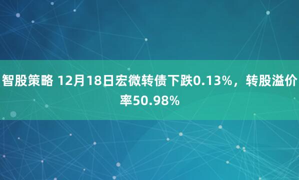 智股策略 12月18日宏微转债下跌0.13%，转股溢价率50.98%